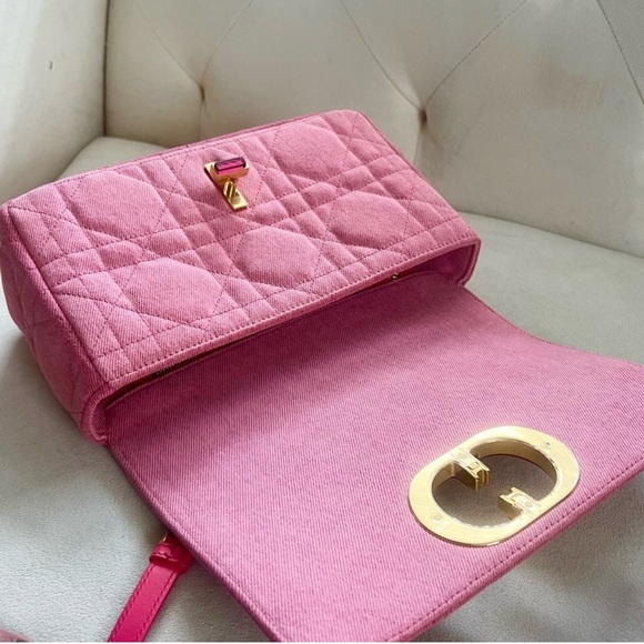 Christian Dior Macrocannage Caro Crossbody Medium Pink Denim - Picture 6 of 15